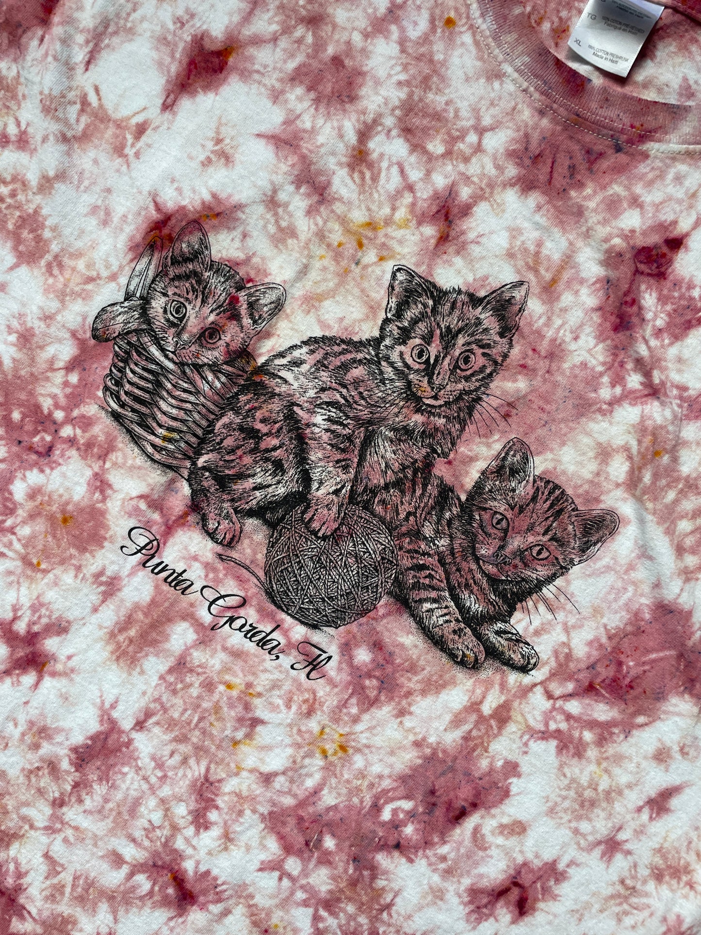 Men's XL Confetti Cats Tie Dye Short Sleeve T-Shirt