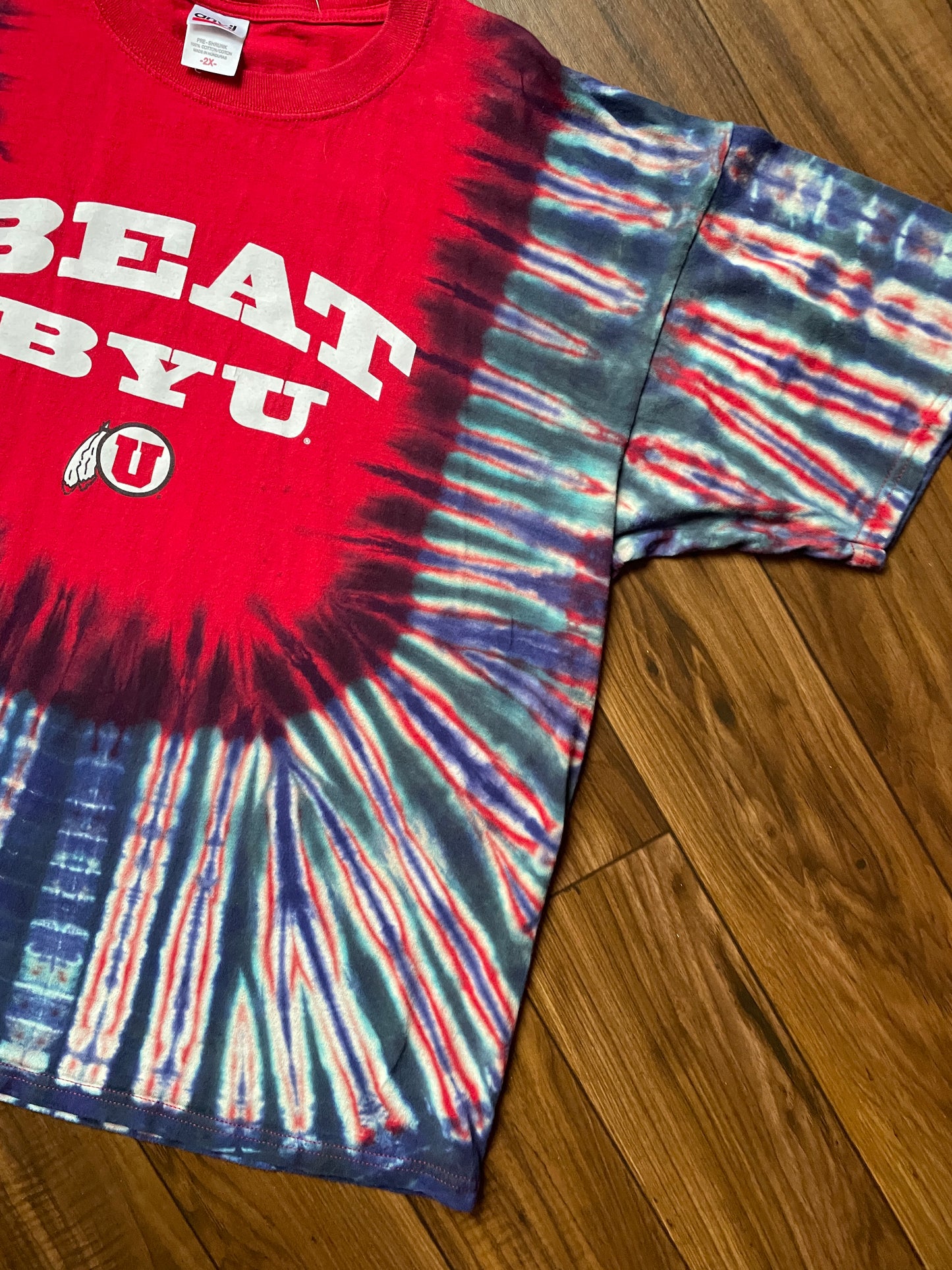 Men's 2XL University of Utah Beat BYU Tie Dye Short Sleeve T-Shirt