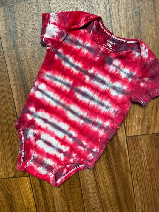 12 MO Red & Gray Tie Dye Short Sleeve Baby Onesie