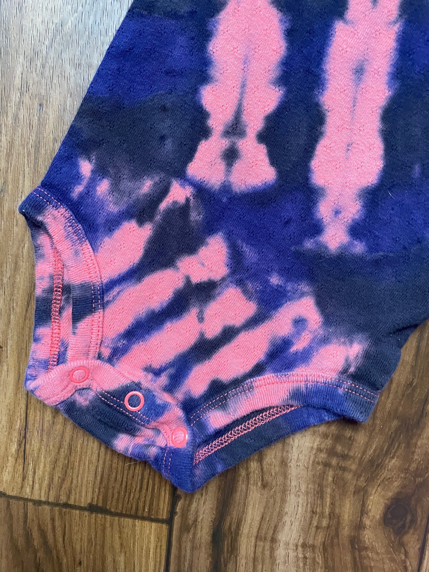 12 MO Pink & Black Tie Dye Short Sleeve Baby Onesie