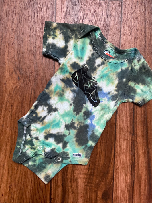 0-3 MO Climbing Shoe Tie Dye Short Sleeve Baby Onesie