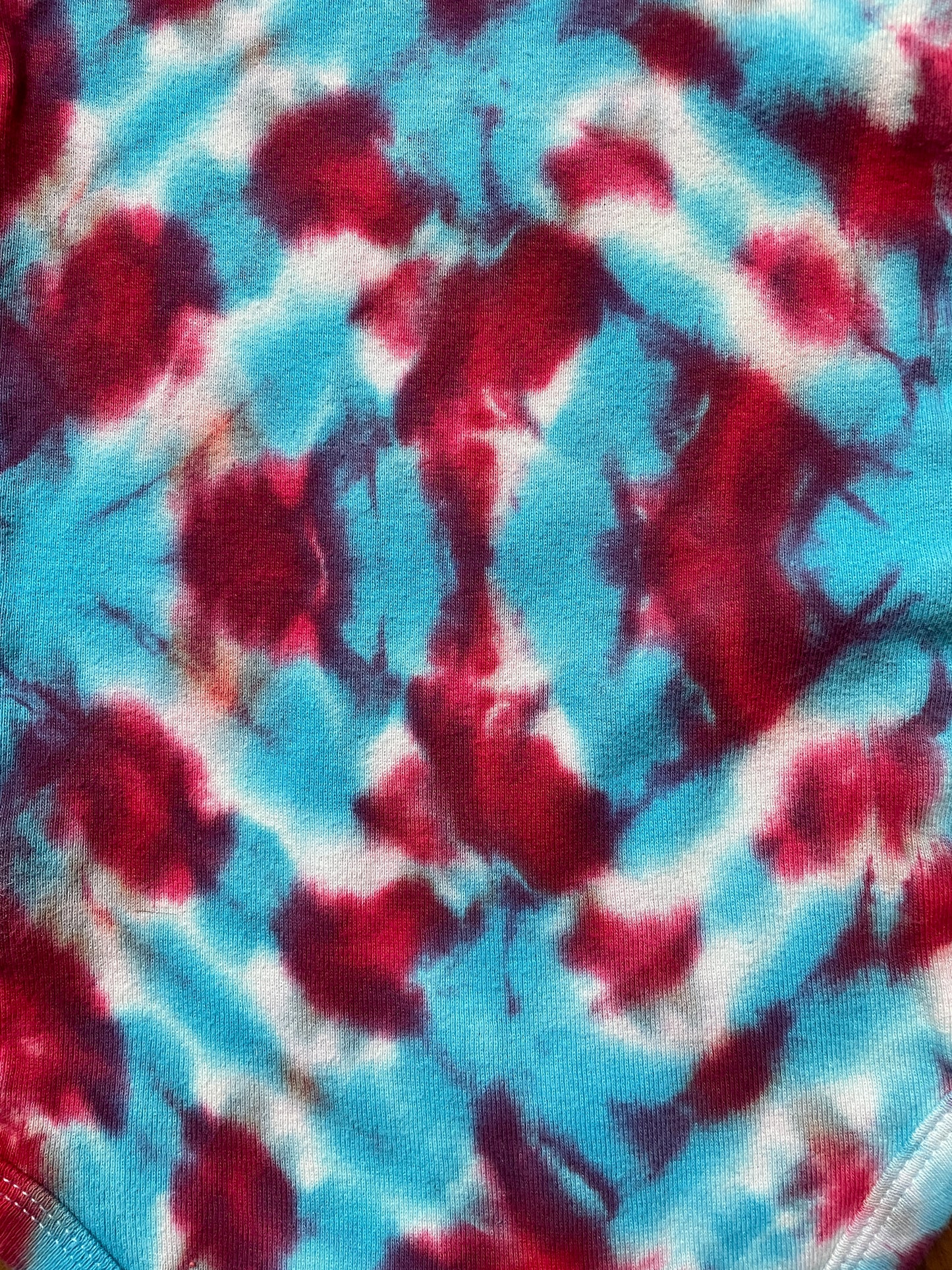 12 MO Red, White, and Blue Ski Boot Tie Dye Short Sleeve Baby Onesie