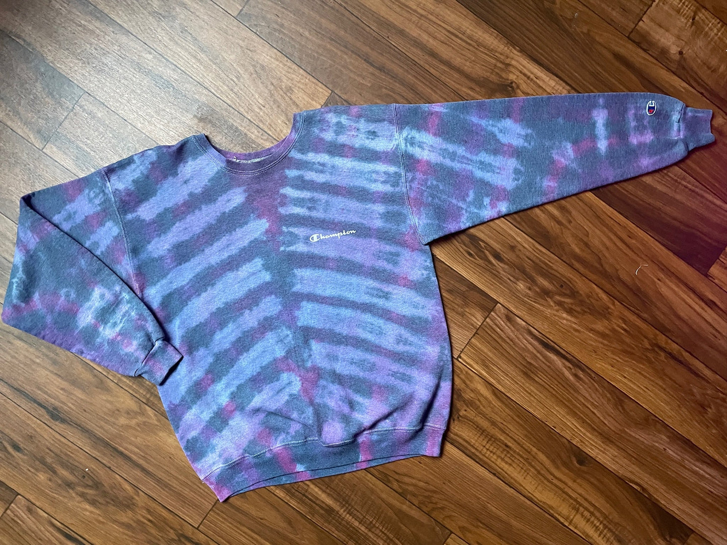 Women's Medium Champion Brand Upcycled Tie Dye Crewneck Sweatshirt