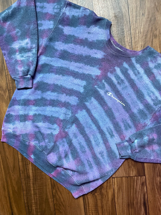 Women's Medium Champion Brand Upcycled Tie Dye Crewneck Sweatshirt