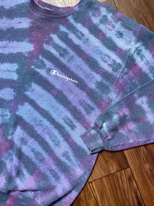 Women's Medium Champion Brand Upcycled Tie Dye Crewneck Sweatshirt