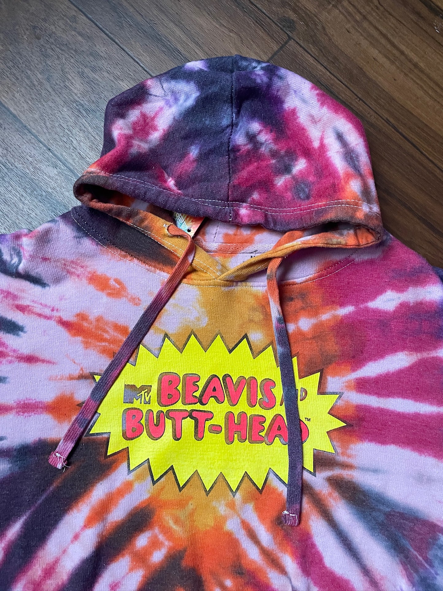 Men's Medium Beavis & Butthead Tie Dye Hoodie