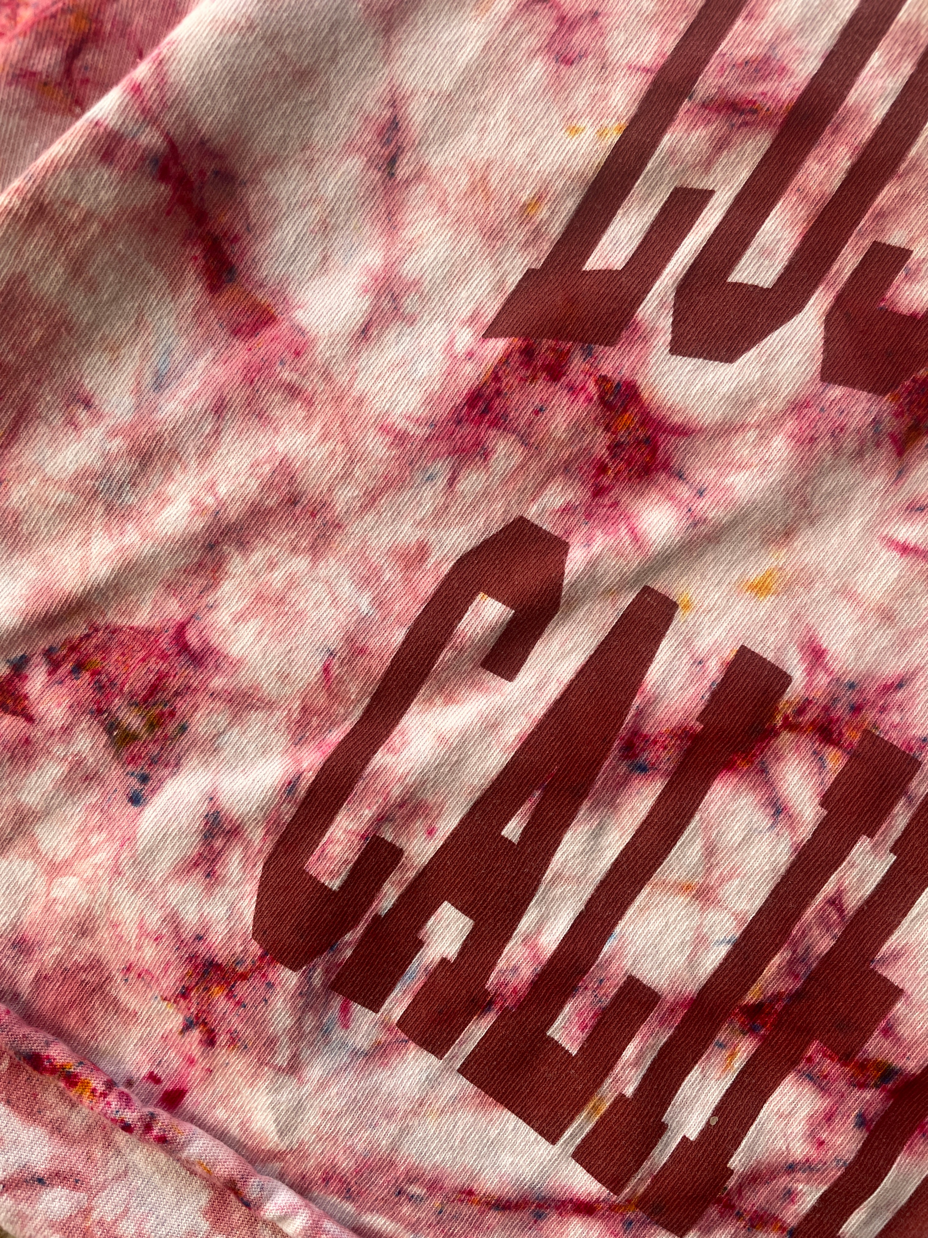 Medium Men’s Los Angeles, California Handmade Tie Dye Cropped T-Shirt | One-of-a-Kind John Galt Pink Funfetti Short Sleeve Crop Top