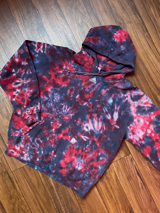 Men's XL adidas Wounded Warrior Red and Blue Tie Dye Hoodie