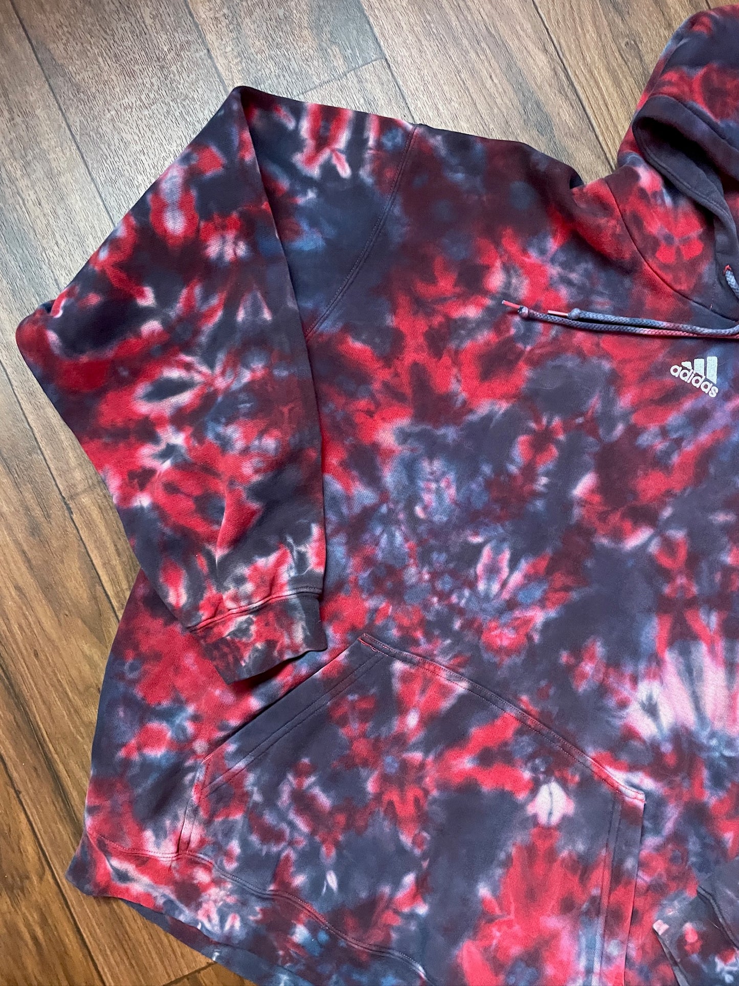 Men's XL adidas Wounded Warrior Red and Blue Tie Dye Hoodie