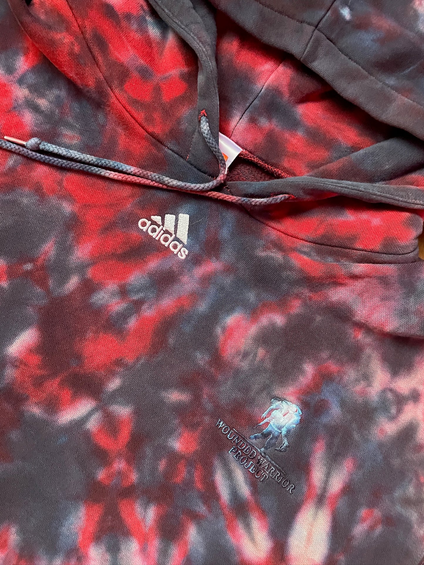 Men's XL adidas Wounded Warrior Red and Blue Tie Dye Hoodie