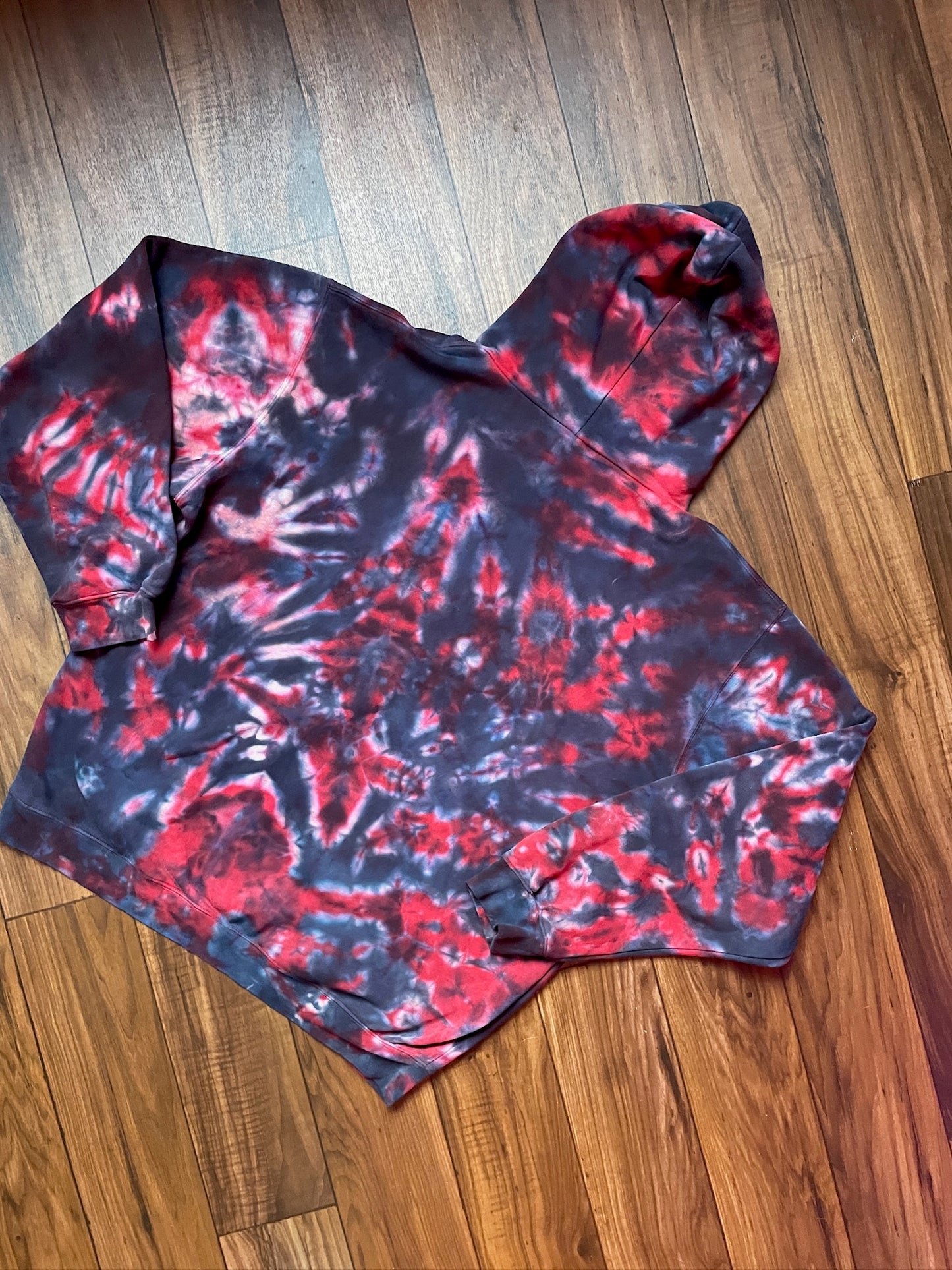 Men's XL adidas Wounded Warrior Red and Blue Tie Dye Hoodie