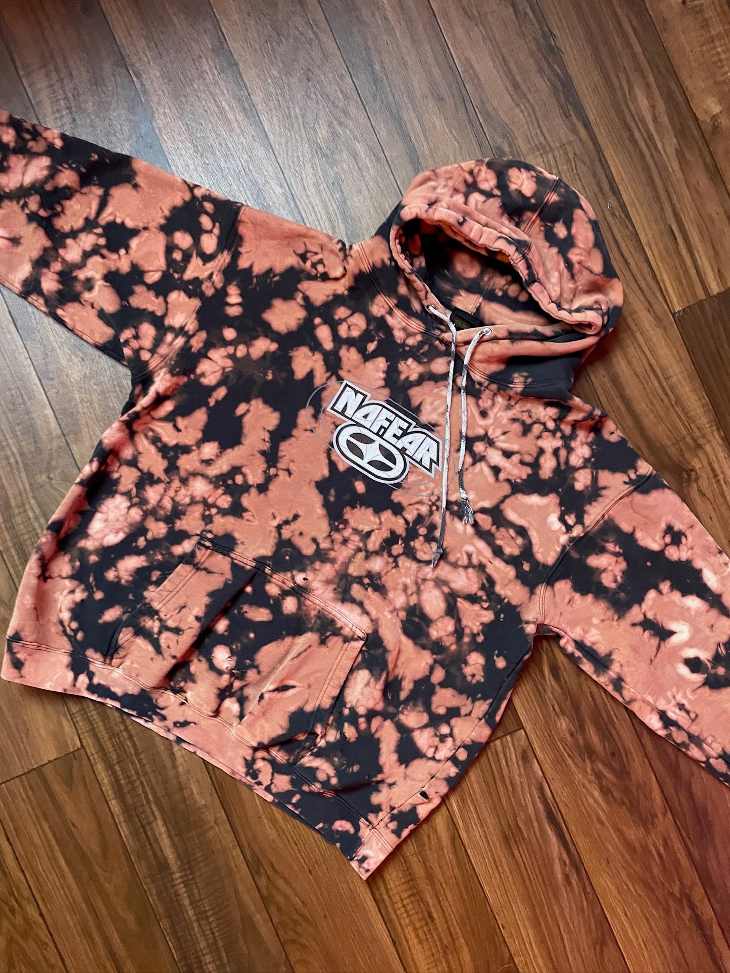 Men's XL Retro No Fear Bleach Dye Hoodie