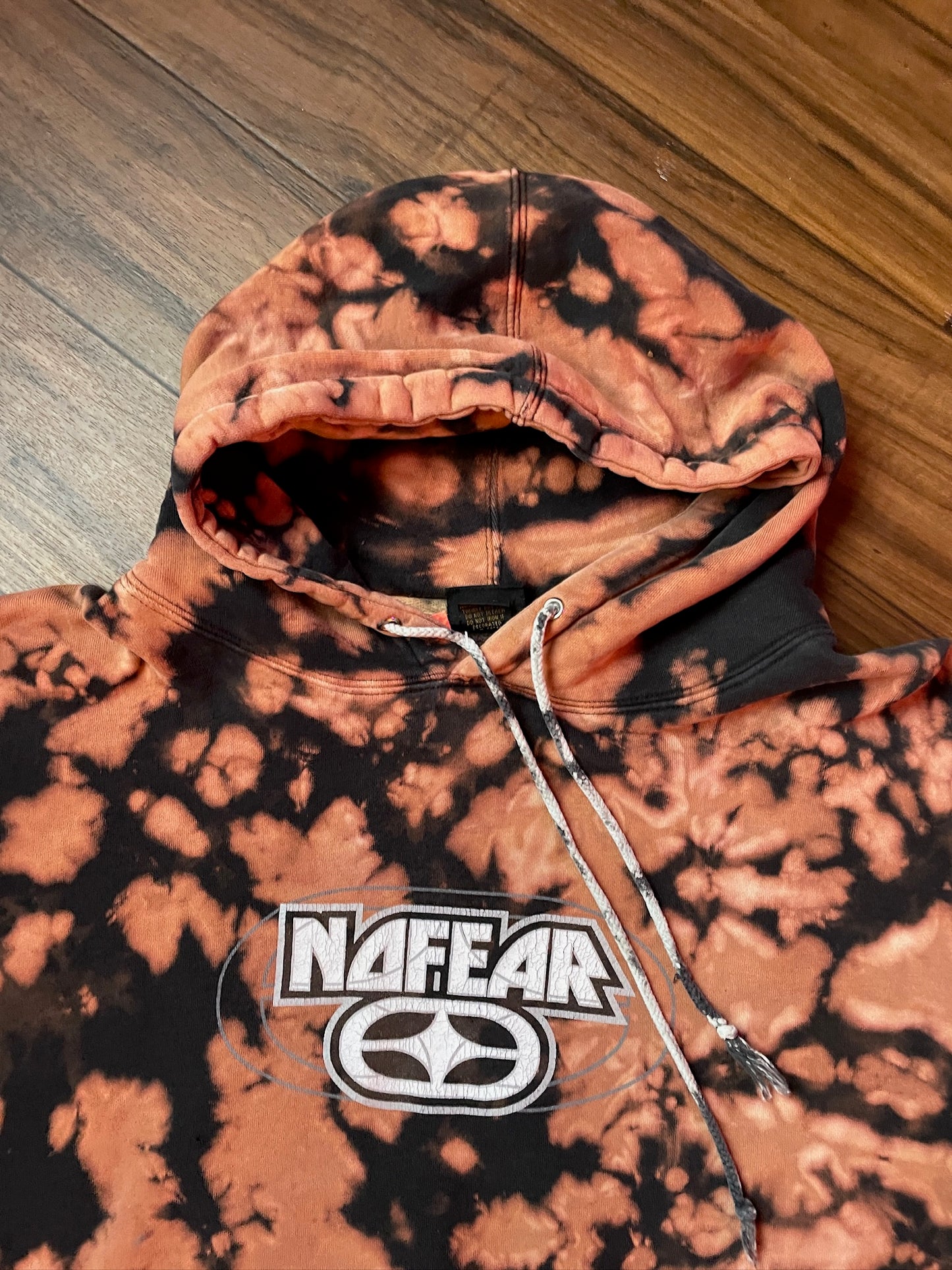 Men's XL Retro No Fear Bleach Dye Hoodie