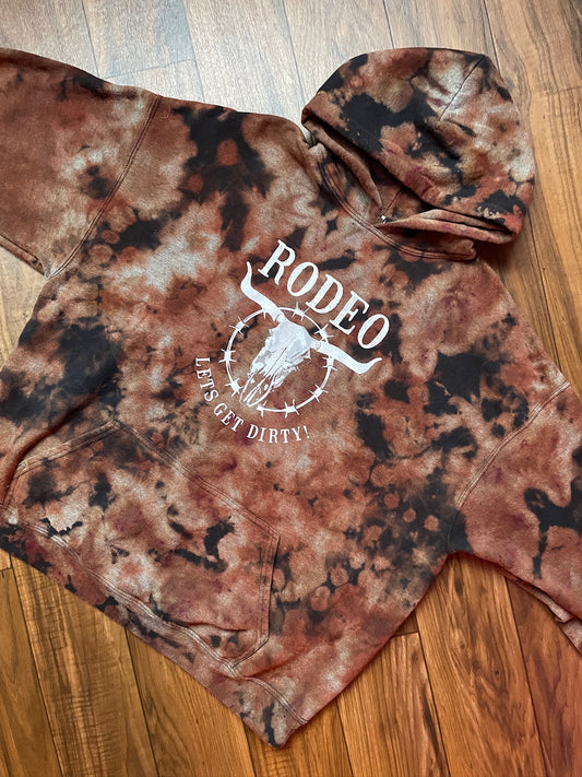 Men's XL Rodeo Let's Get Dirty Bleach Dye Hoodie