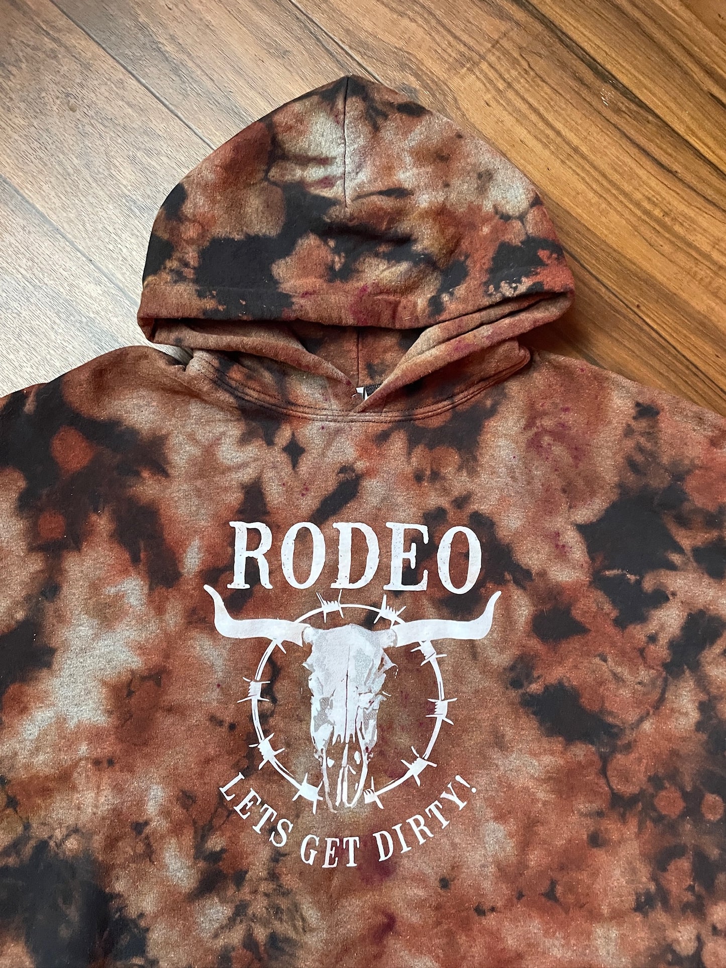 Men's XL Rodeo Let's Get Dirty Bleach Dye Hoodie