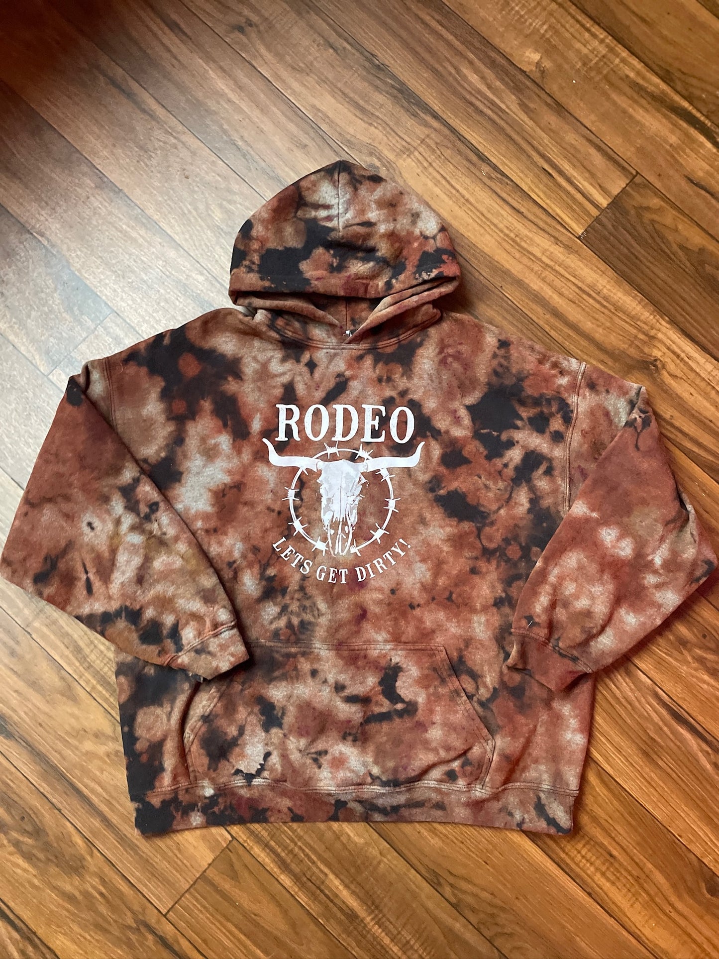 Men's XL Rodeo Let's Get Dirty Bleach Dye Hoodie