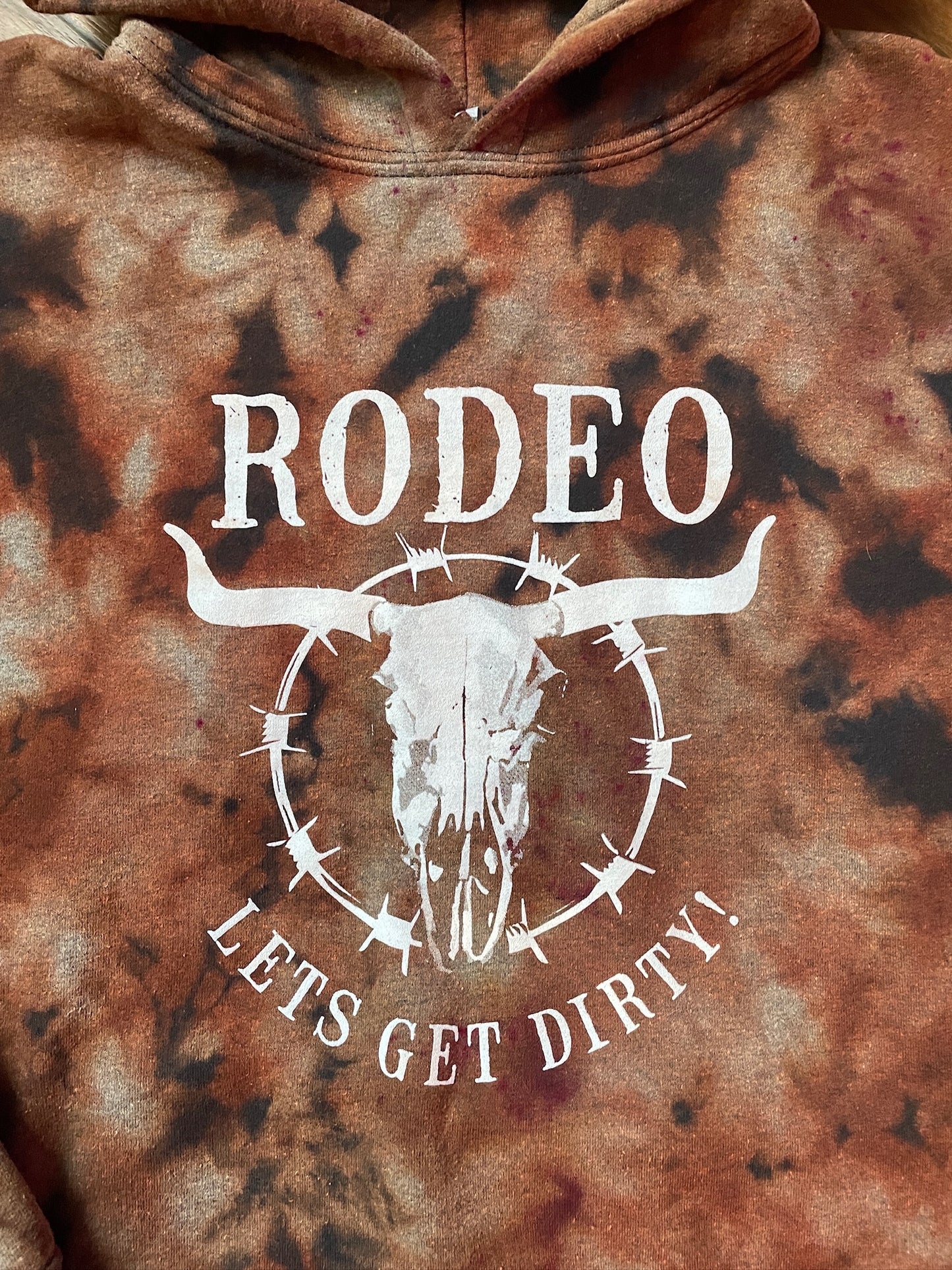 Men's XL Rodeo Let's Get Dirty Bleach Dye Hoodie