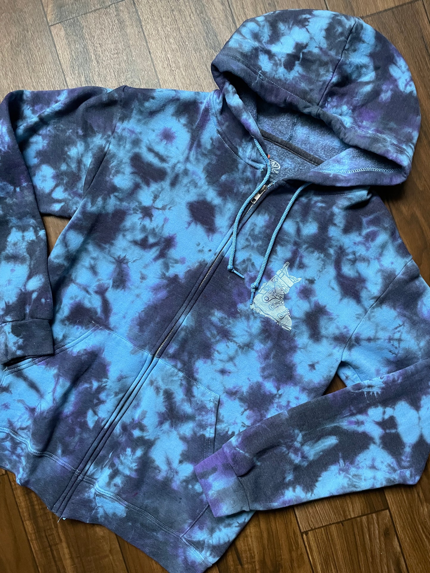 Men's Small Ski Boot Tie Dye Zip-Up Hoodie