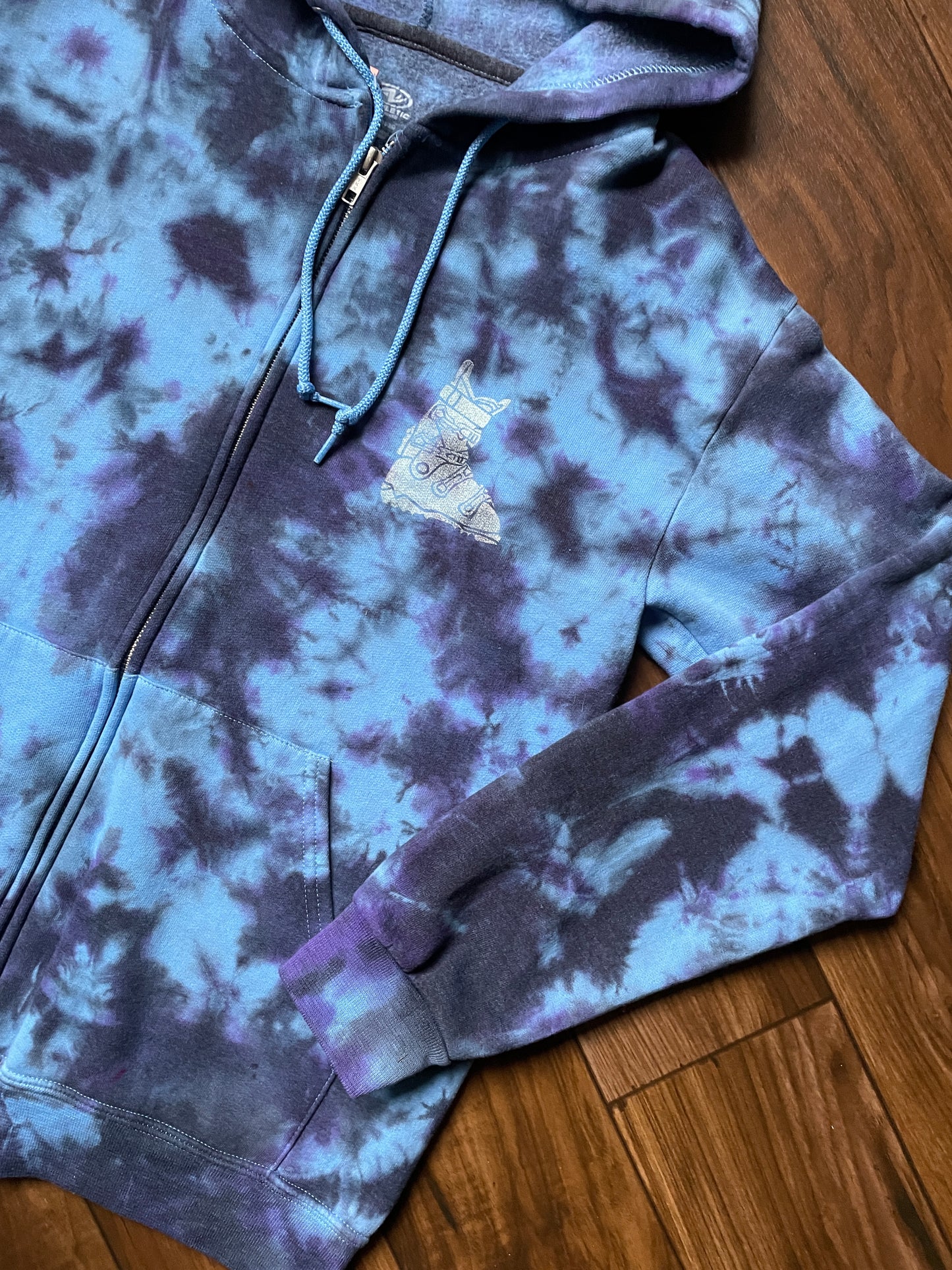 Men's Small Ski Boot Tie Dye Zip-Up Hoodie