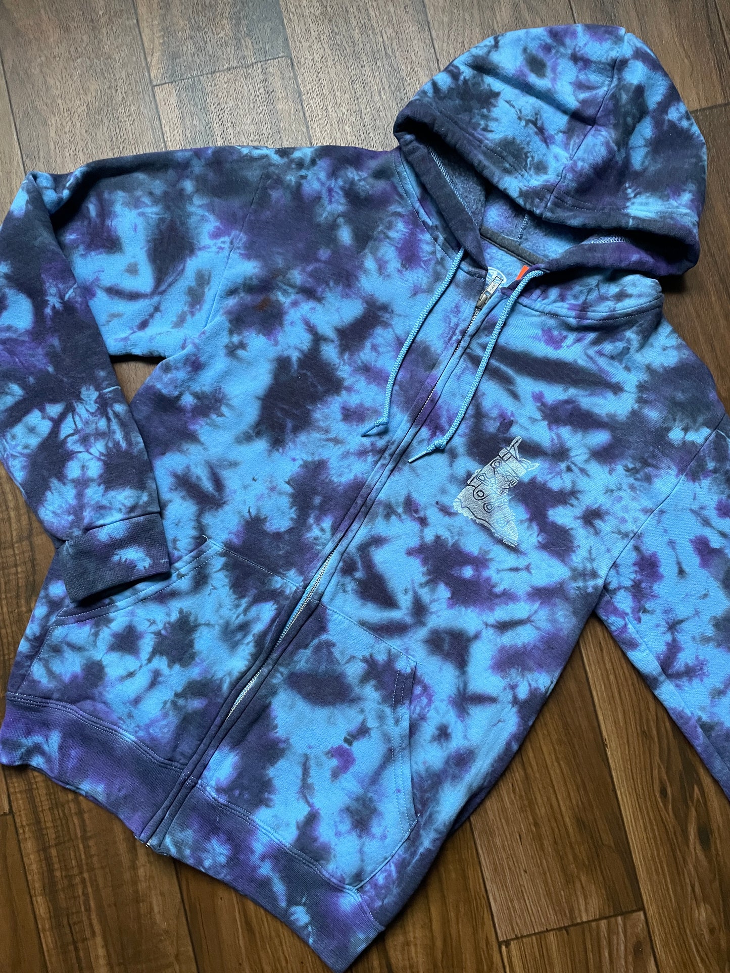 Men's Small Ski Boot Tie Dye Zip-Up Hoodie