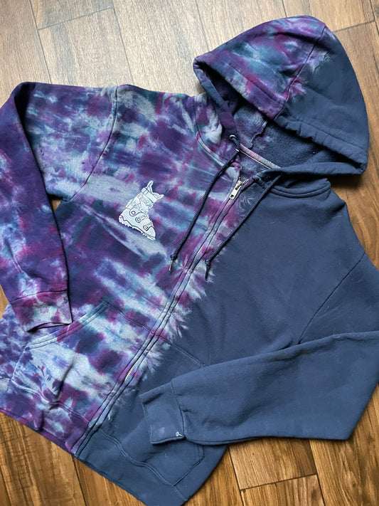 Men's Small Ski Boot Tie Dye Zip-Up Hoodie