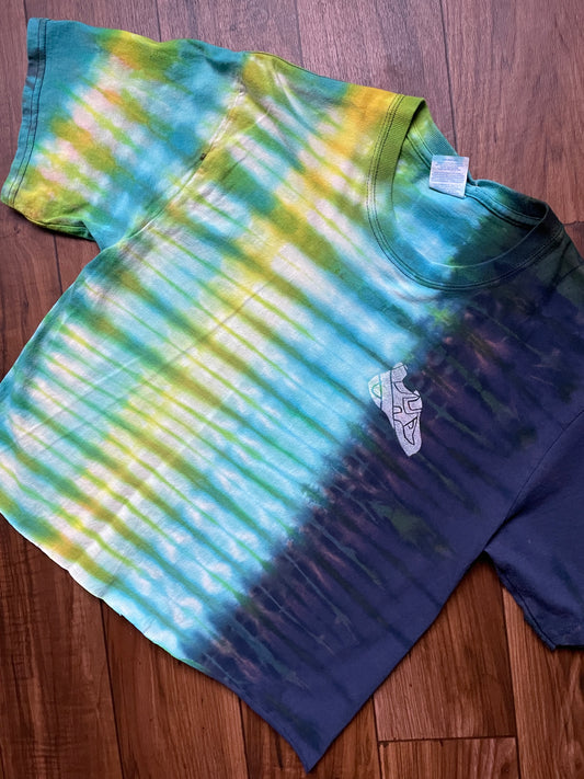 Men's Medium Climbing Carabiner Tie Dye Short Sleeve Crop Top