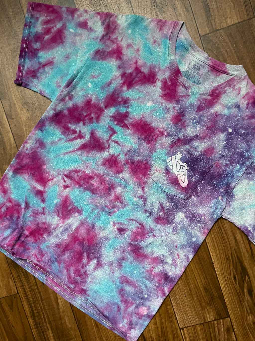 Men's Large Climbing Shoe Galaxy Tie Dye Short Sleeve T-Shirt
