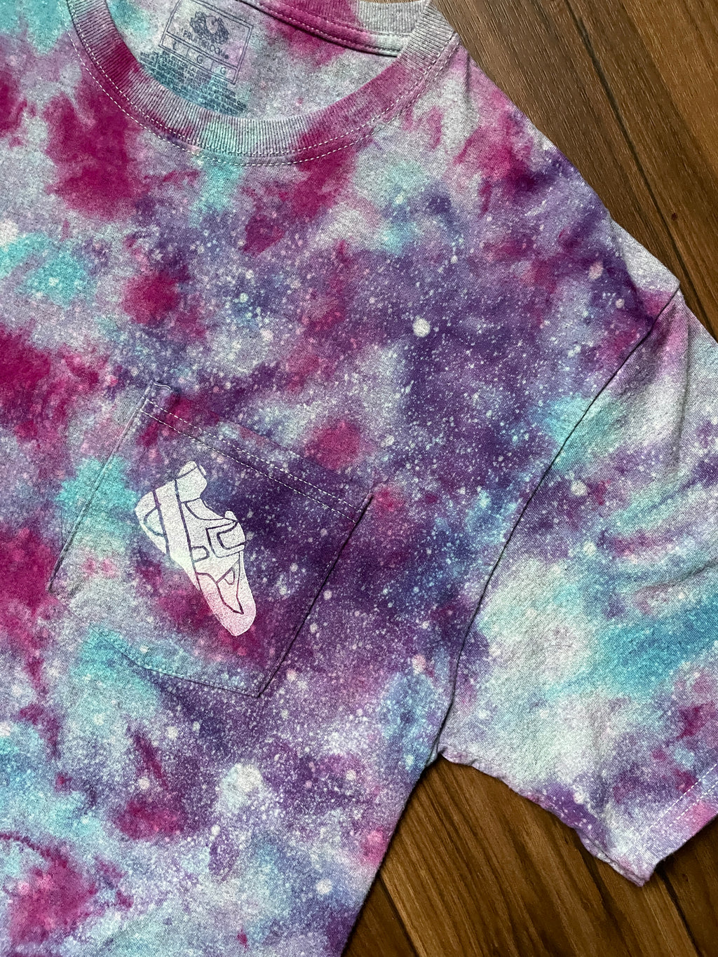 Men's Large Climbing Shoe Galaxy Tie Dye Short Sleeve T-Shirt