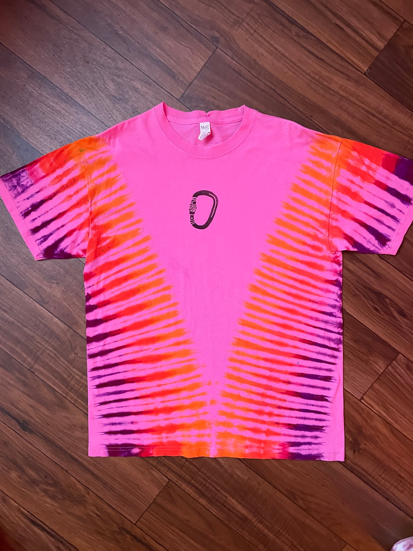 Men's Large Sunset Climbing Carabiner Tie Dye Short Sleeve T-Shirt