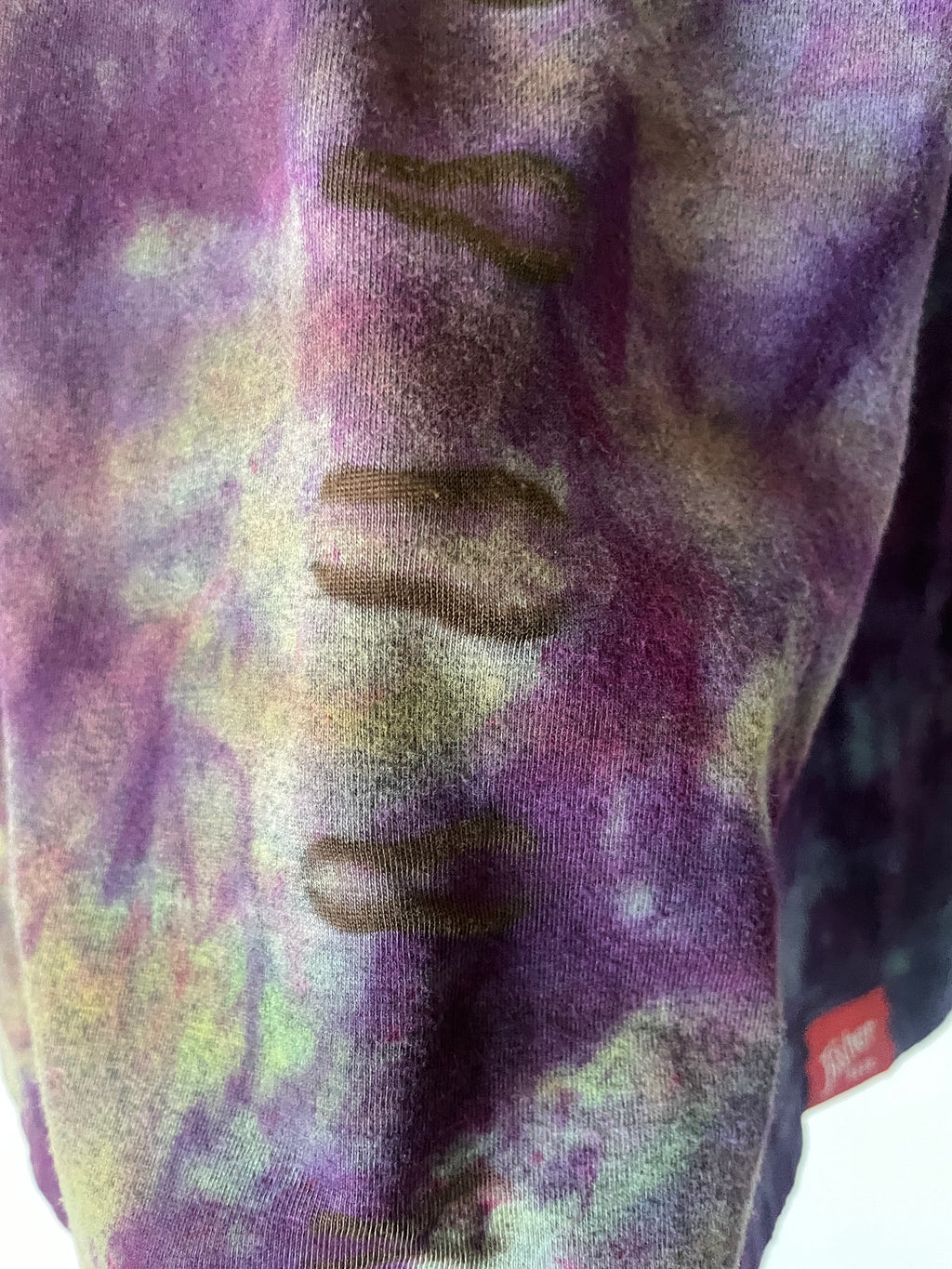 Large Men’s Fisher Beer Handmade Reverse Tie Dye Short Sleeve T-Shirt | One-Of-a-Kind Upcycled Blue and Purple Galaxy Ice Dye Tie Dye Top