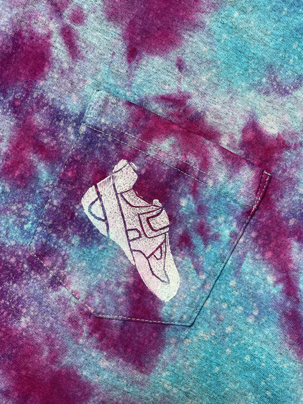 Men's Large Climbing Shoe Galaxy Tie Dye Short Sleeve T-Shirt