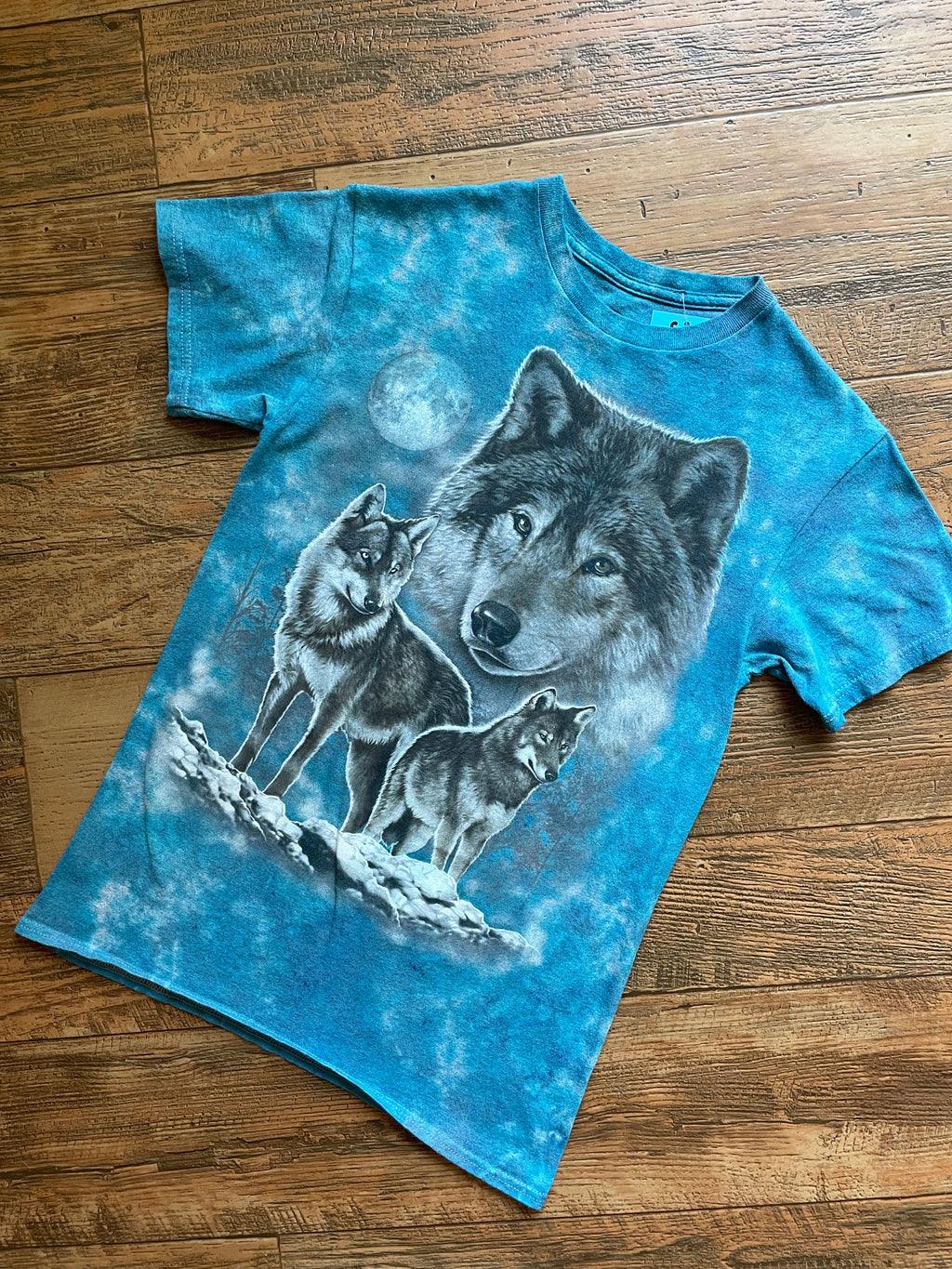 Blue Wolf Pack Short Sleeve Tie Dye T-Shirt | Men's Small