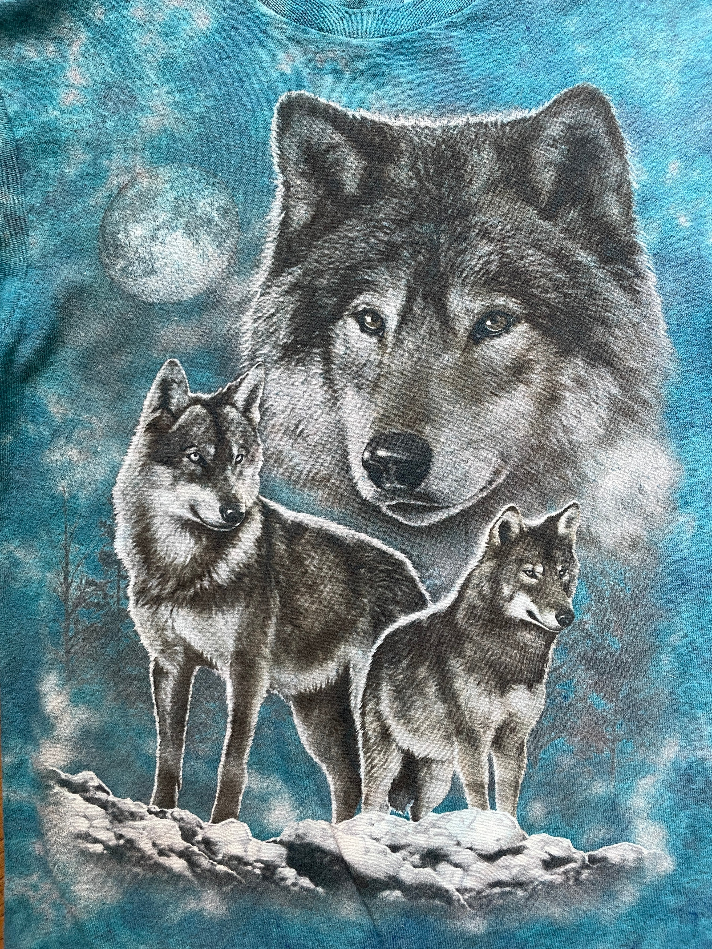 Blue Wolf Pack Short Sleeve Tie Dye T-Shirt | Men's Small