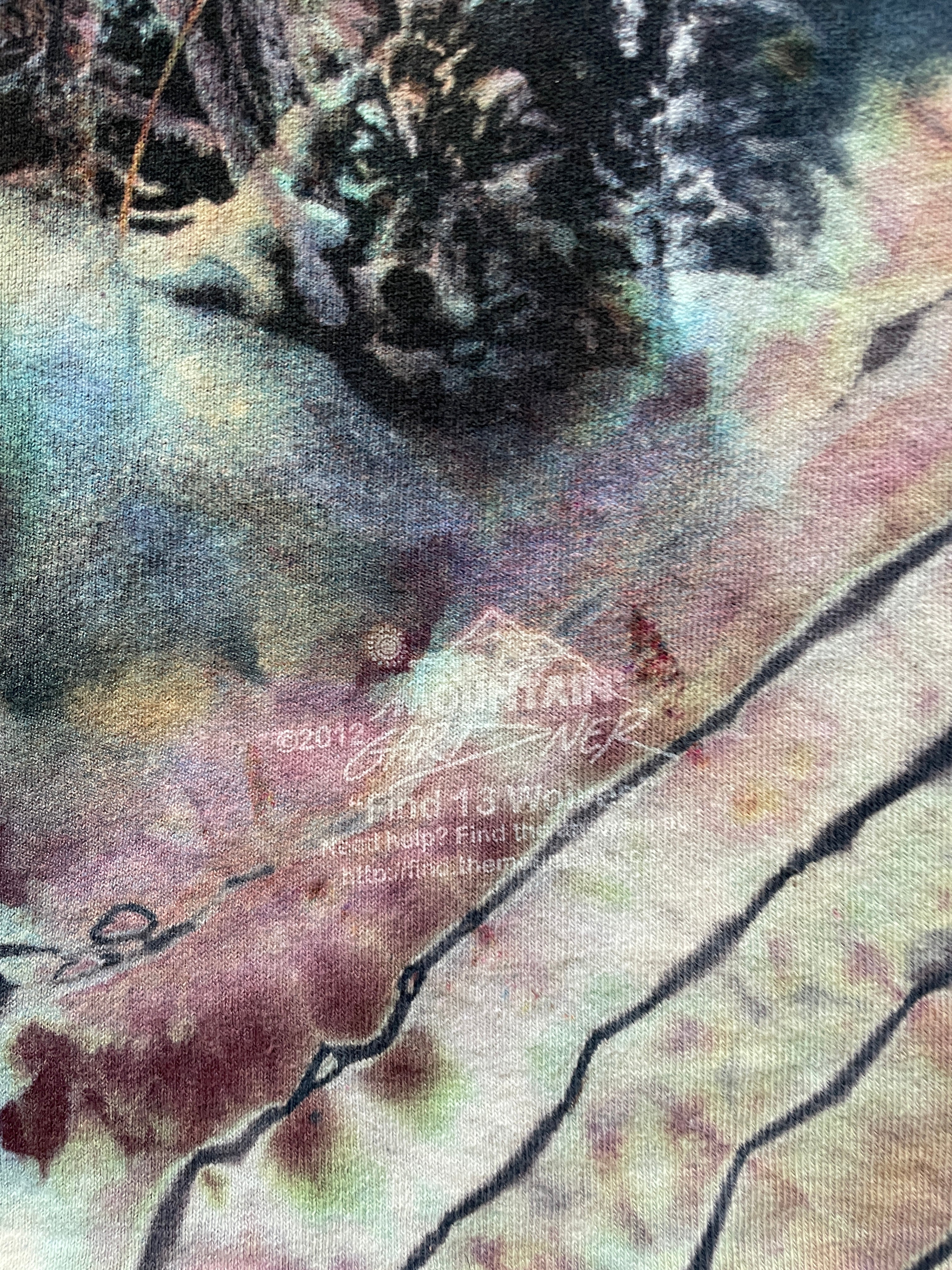 "Find 13 Wolves" Purple, Pink, and Teal Geode Tie Dye T-Shirt | Men's Medium, Short Sleeve