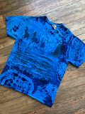 Waterfalls & Wild Horses Blue and Black Tie Dye T-Shirt | Men's Medium, Short Sleeve