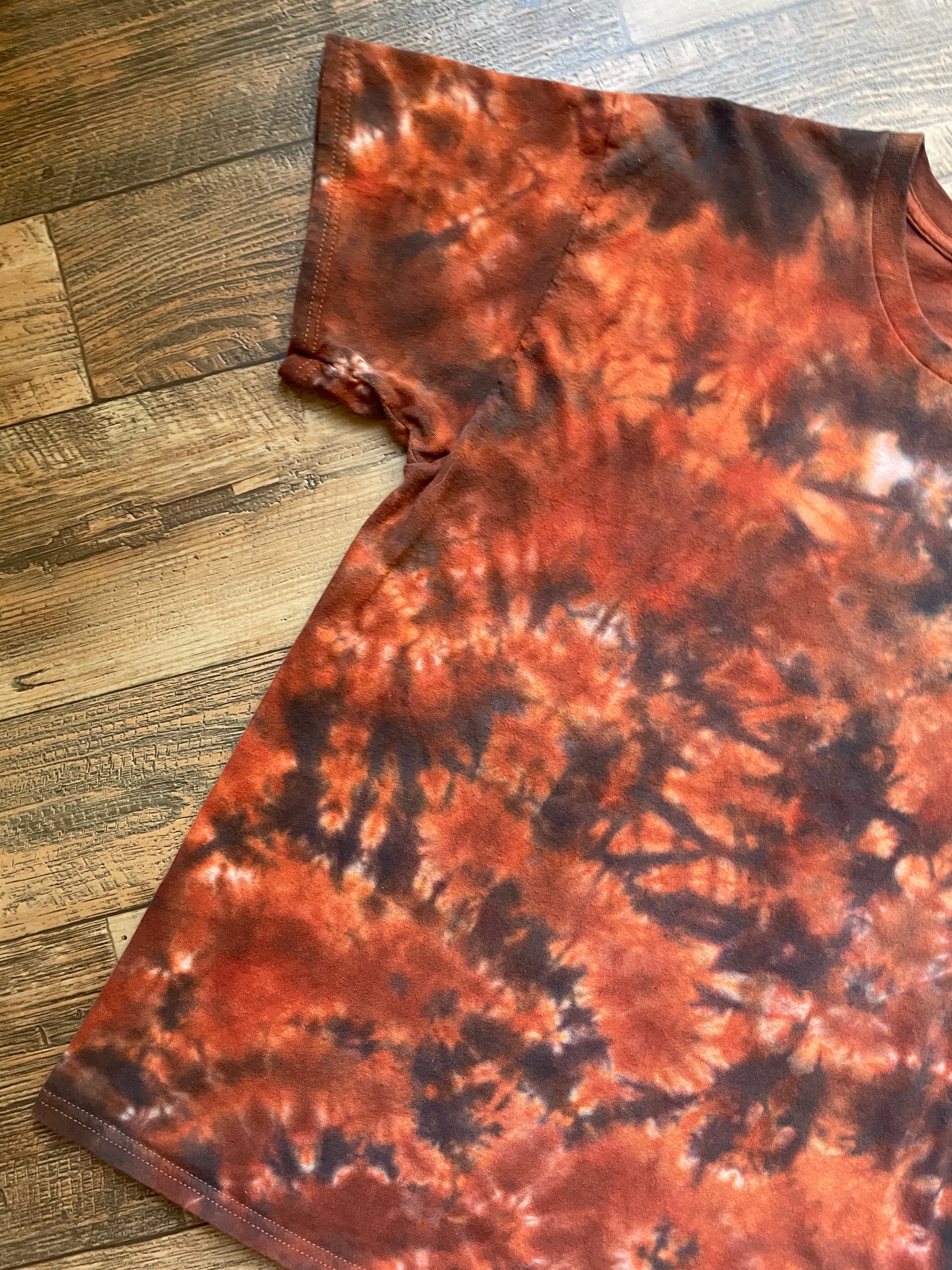 Chimney Rock National Monument Orange and Blac Tie Dye T-Shirt | Men's Large, Short Sleeve