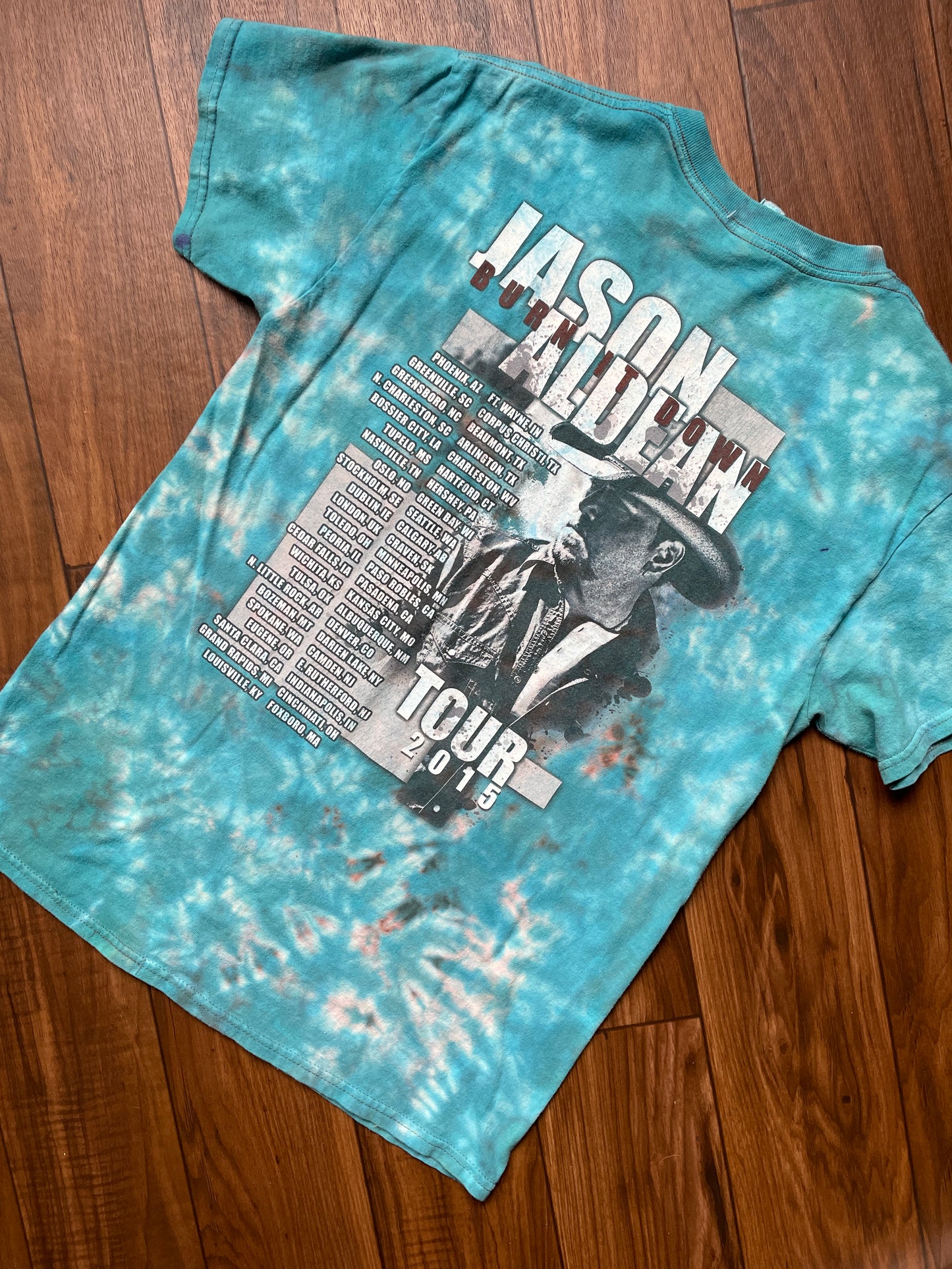 Men's Medium 2015 Jason Aldean Burn It Down Tour Tie Dye Short Sleeve T-Shirt