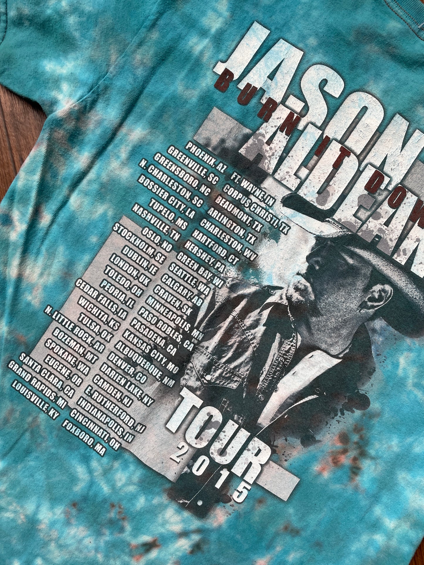 Men's Medium 2015 Jason Aldean Burn It Down Tour Tie Dye Short Sleeve T-Shirt