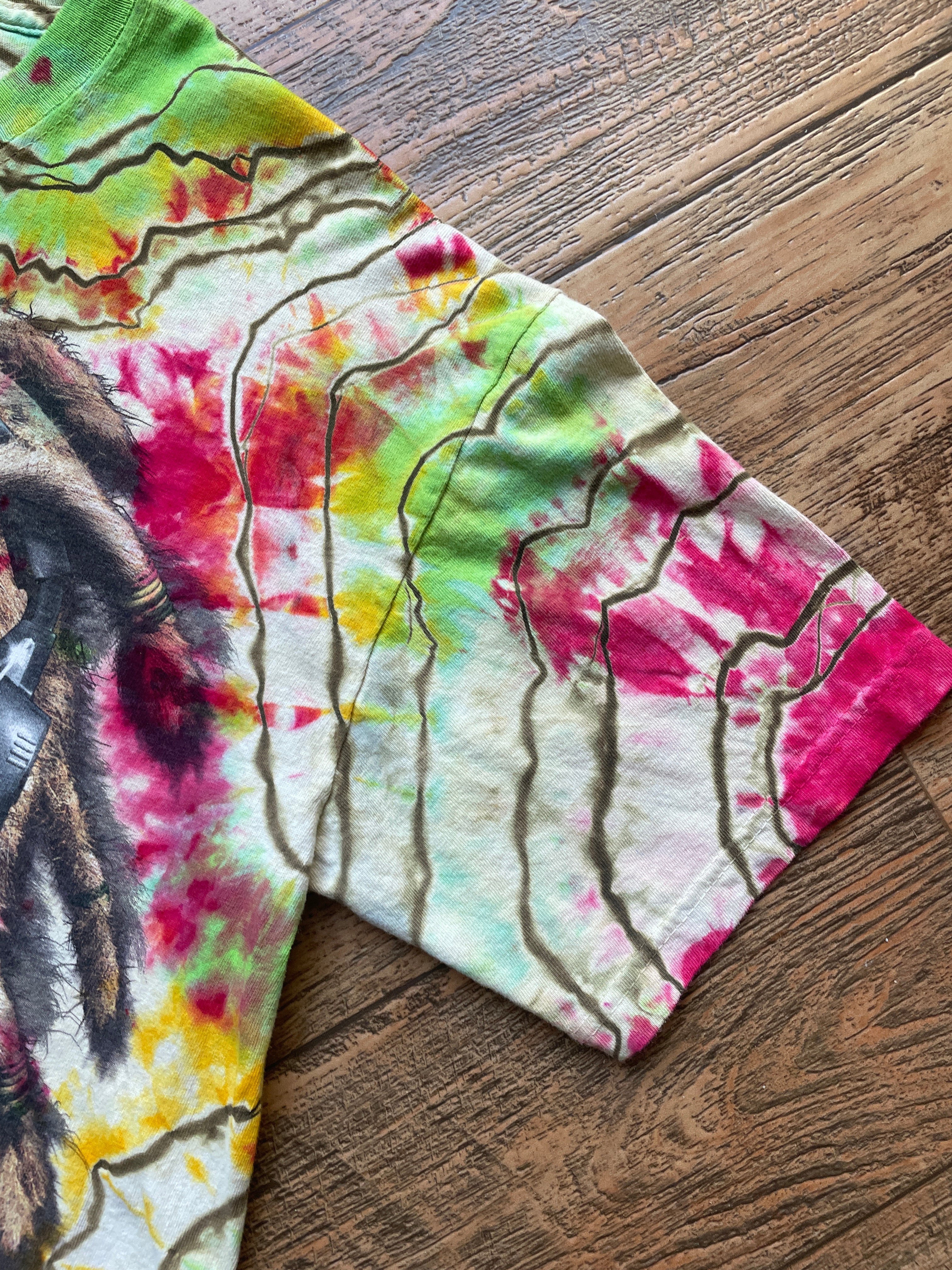 Rastafarian Lion Yellow, Red, and Green Tie Dye T-Shirt | Men's Large, Short Sleeve