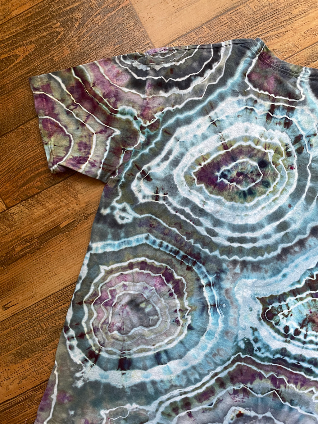 Happy Sloth Purple and Blue Geode Tie Dye T-Shirt | Men's Large, Short Sleeve