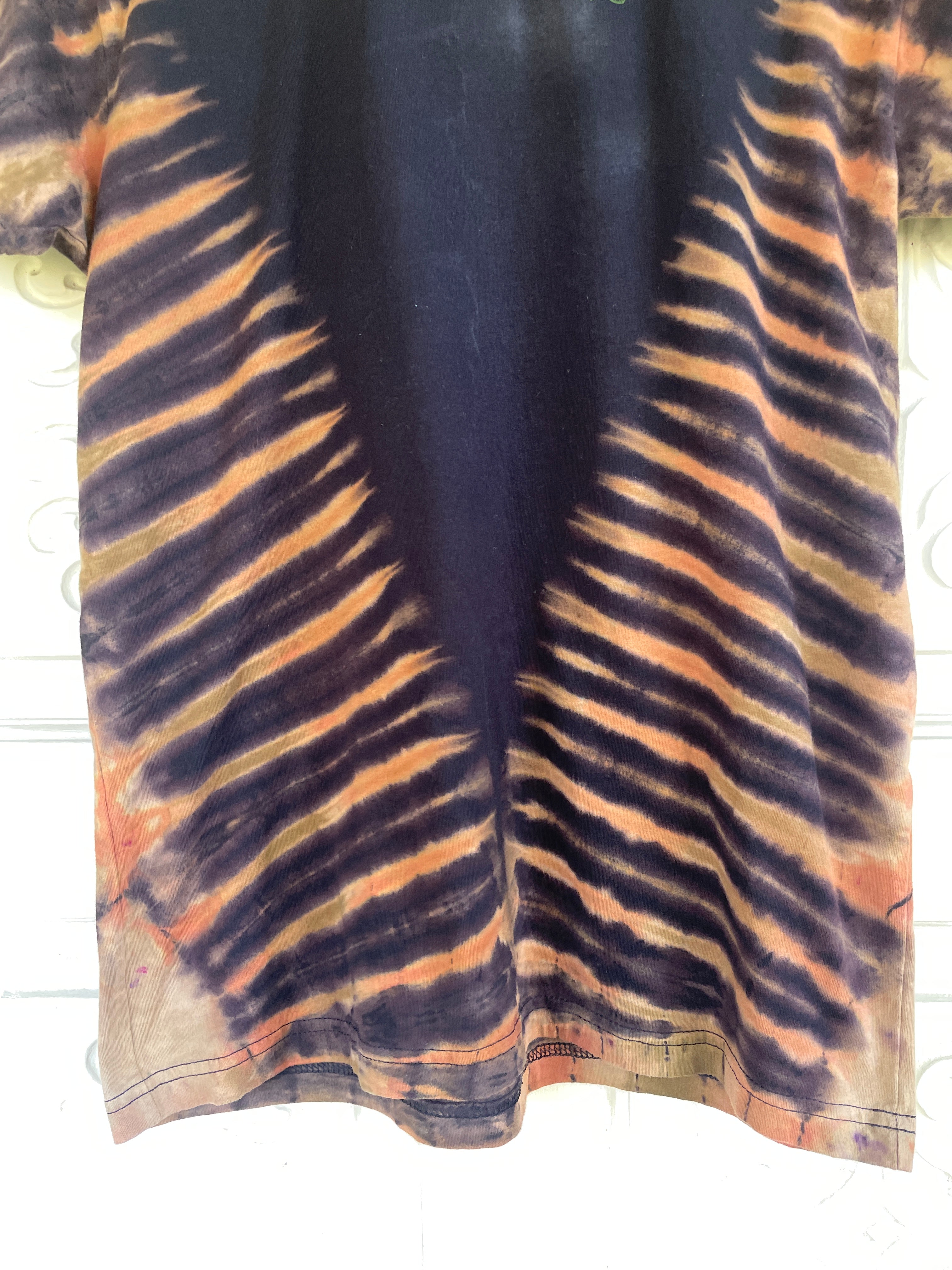 Medium Men's Venus Fly Trap Death Bouquet Handmade Tie Dye T-Shirt | One-Of-a-Kind Upcycled Black and Brown/Green Short Sleeve Shirt