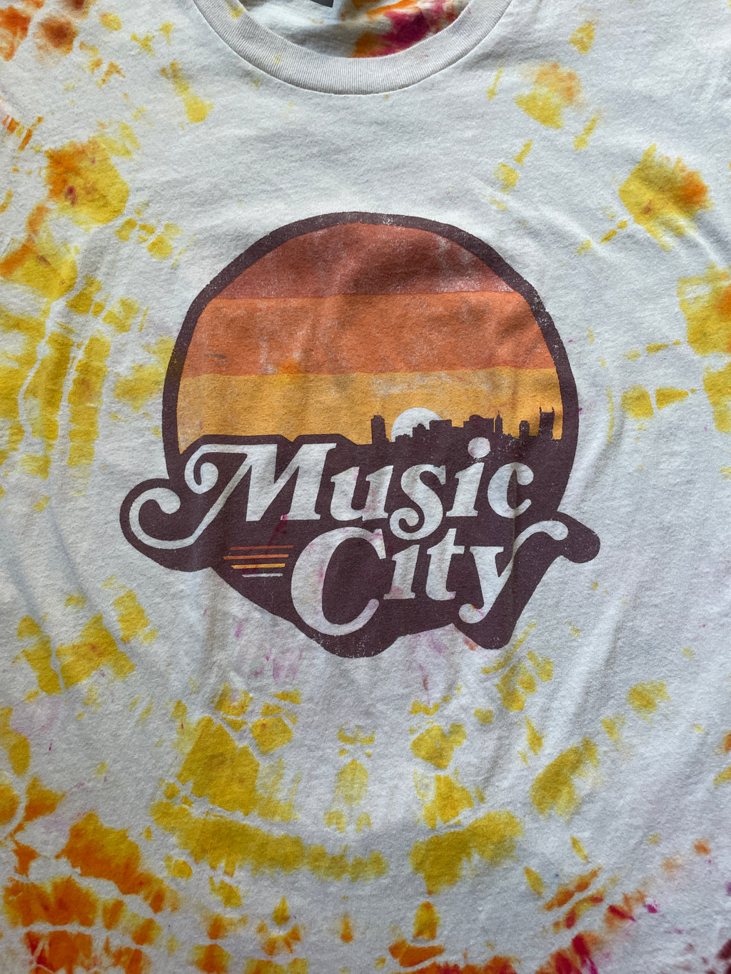 Music City Sunset Geode Tie Dye T-Shirt | Men's XL, Short Sleeve