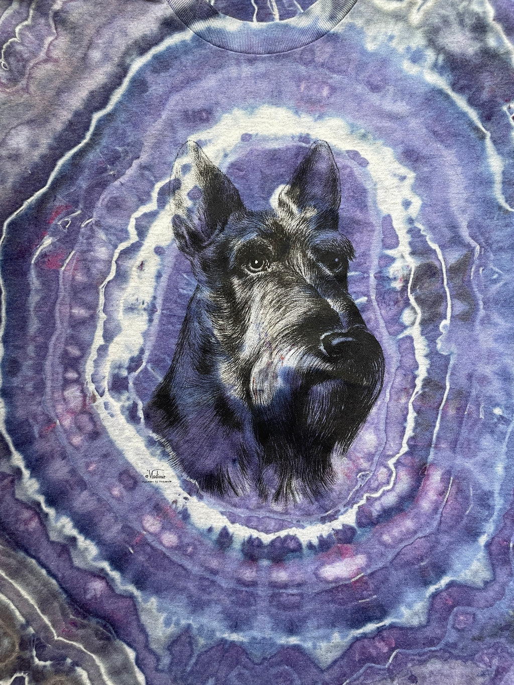 Purple and Gray Schnauzer Tie Dye T-Shirt | Men's XL, Short Sleeve
