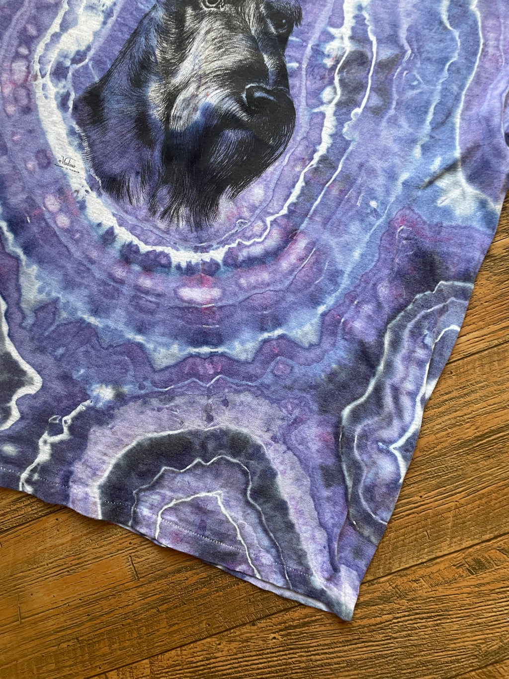 Purple and Gray Schnauzer Tie Dye T-Shirt | Men's XL, Short Sleeve
