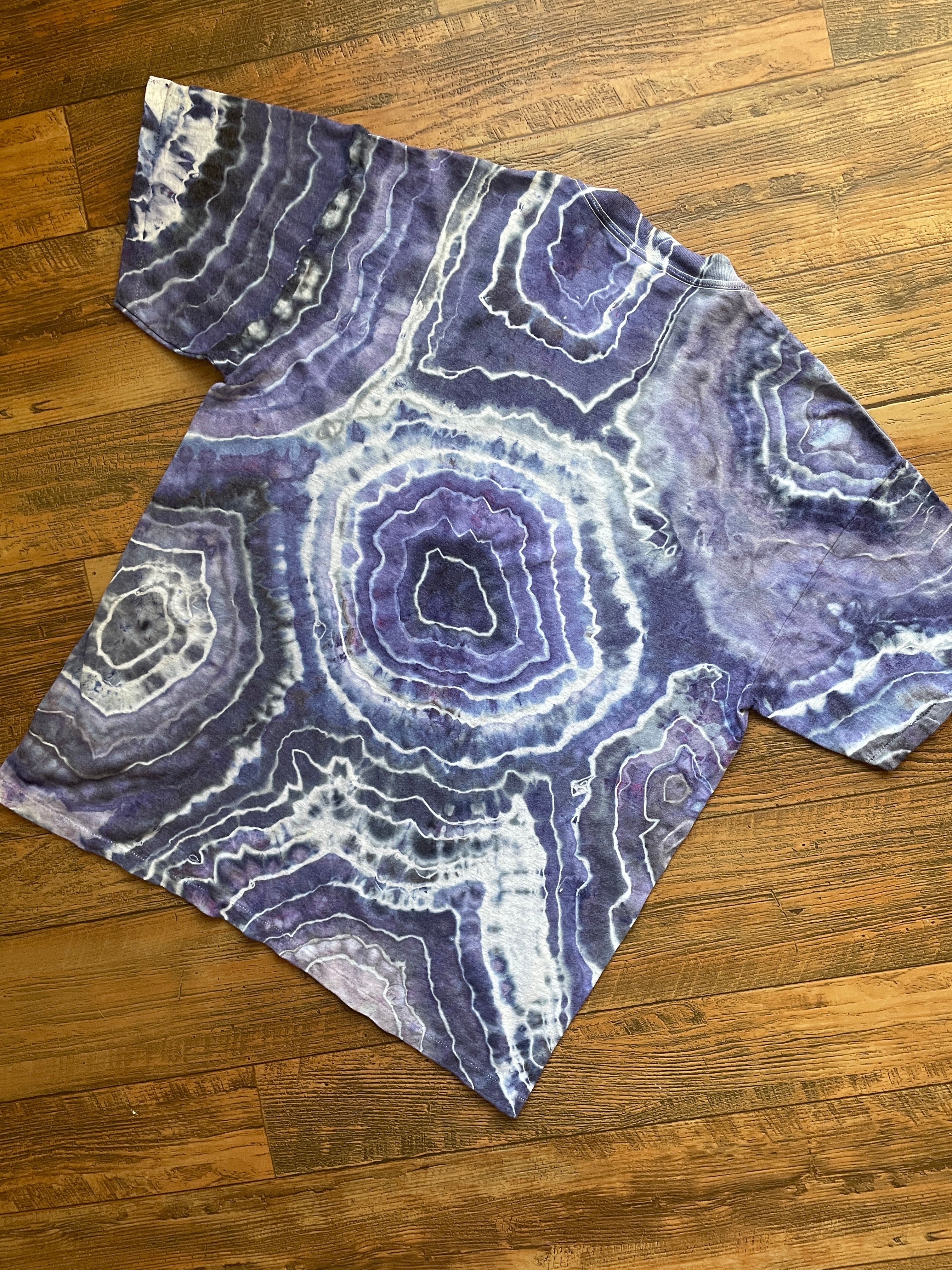Purple and Gray Schnauzer Tie Dye T-Shirt | Men's XL, Short Sleeve