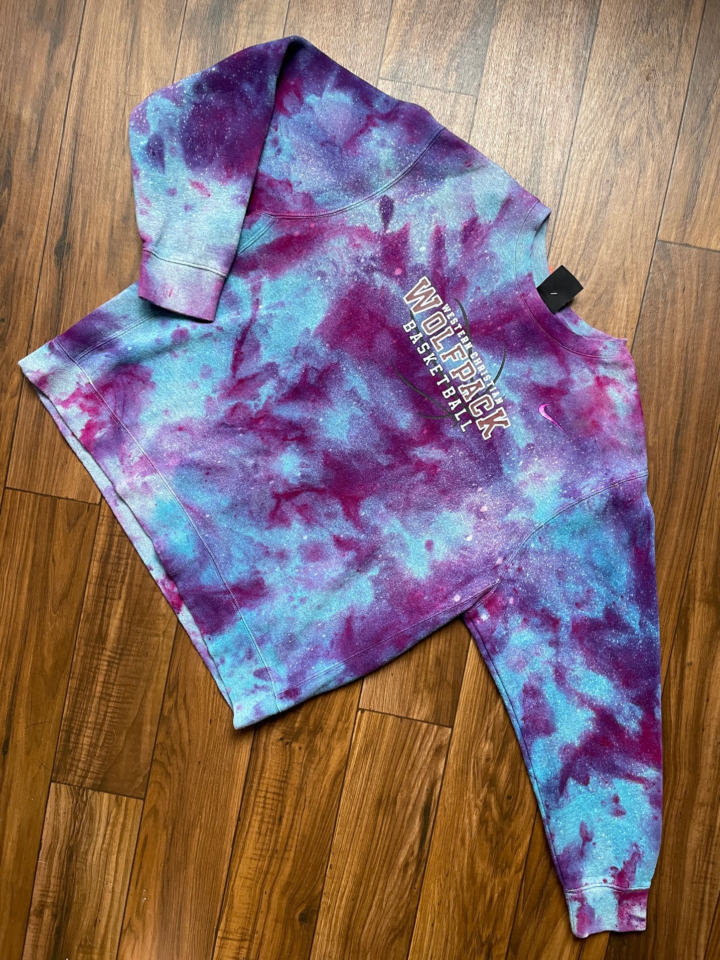 Men's XL Western Christian Basketball Galaxy Tie Dye Crewneck Sweatshirt