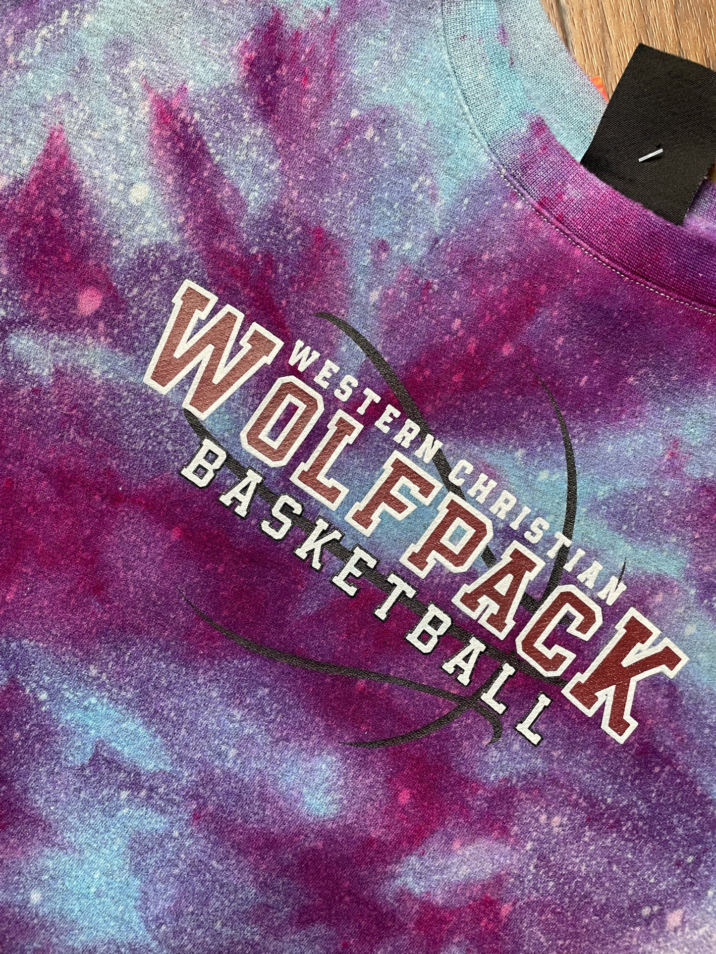 Men's XL Western Christian Basketball Galaxy Tie Dye Crewneck Sweatshirt