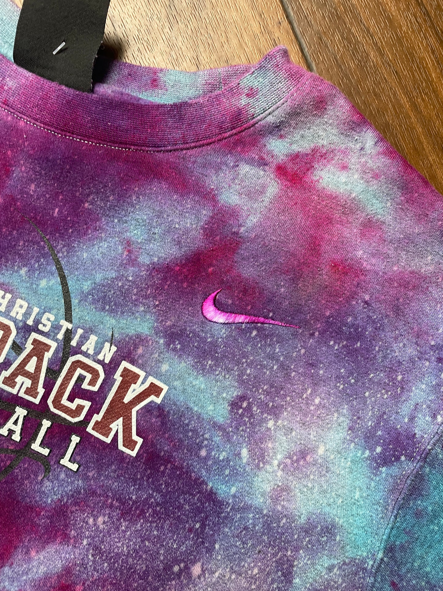 Men's XL Western Christian Basketball Galaxy Tie Dye Crewneck Sweatshirt