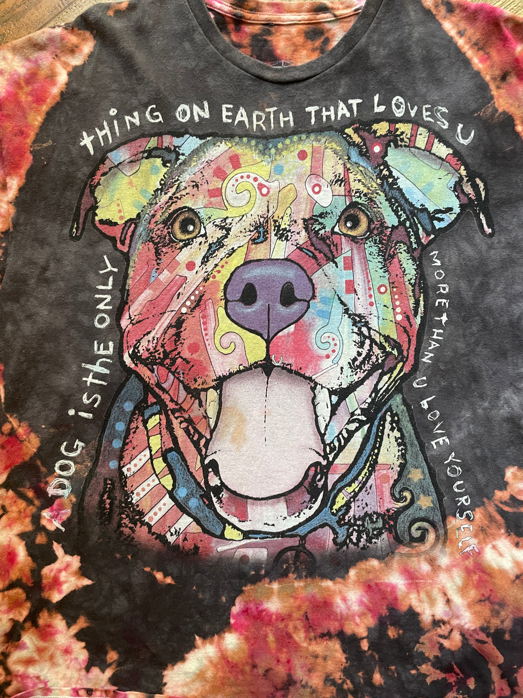 Gray and Pink Dog Love Tie Dye T-Shirt | Men's 2XL, Short Sleeve