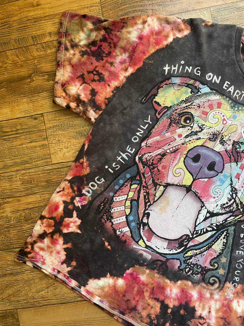 Gray and Pink Dog Love Tie Dye T-Shirt | Men's 2XL, Short Sleeve